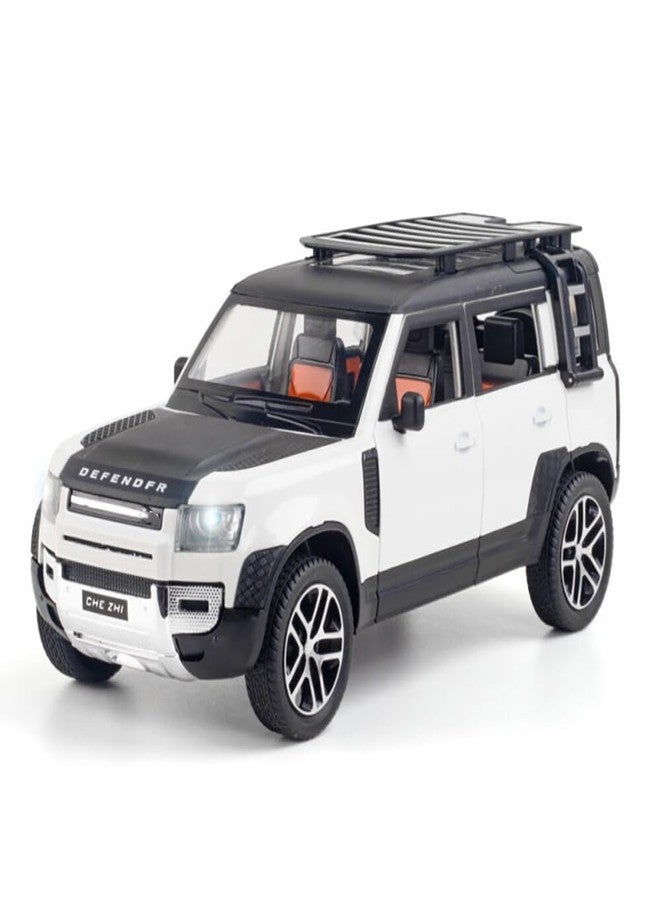 KENIRY Exclusive Alloy Metal Pull Back Die-cast Car Scale Model with Sound Light Mini Auto Toy for Kids Metal Model Toy Car with Sound and Light (1.24 Scale-Defender -White) - Image 1